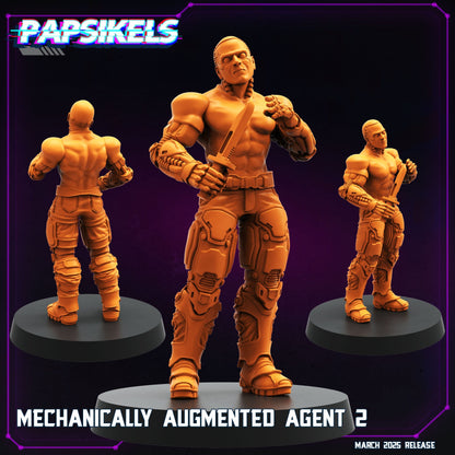 3D Printed Papsikels Mechanically Augmented Agent MARCH 2025 CYBERPUNK 28mm 32mm