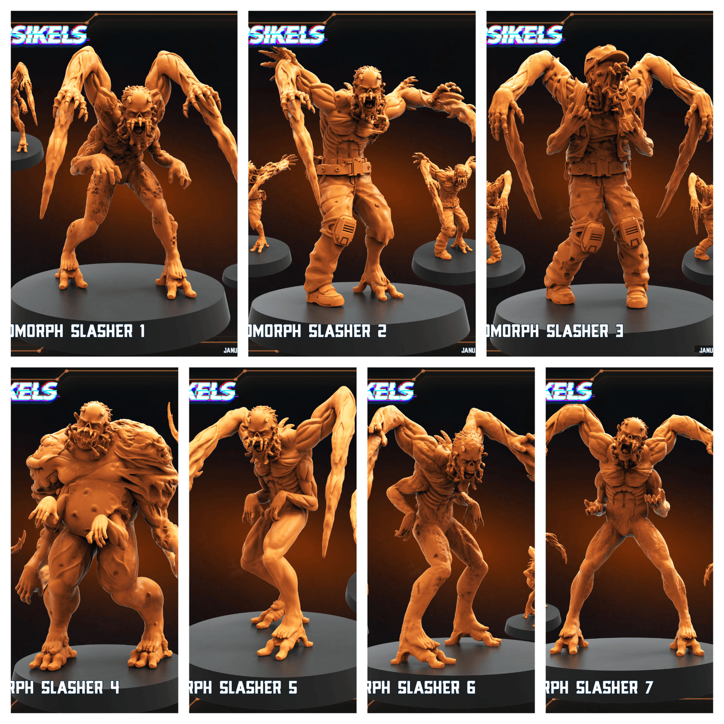 3D Printed Papsikels Necromorph Slashers Set January 2025 - Scifi 28mm 32mm