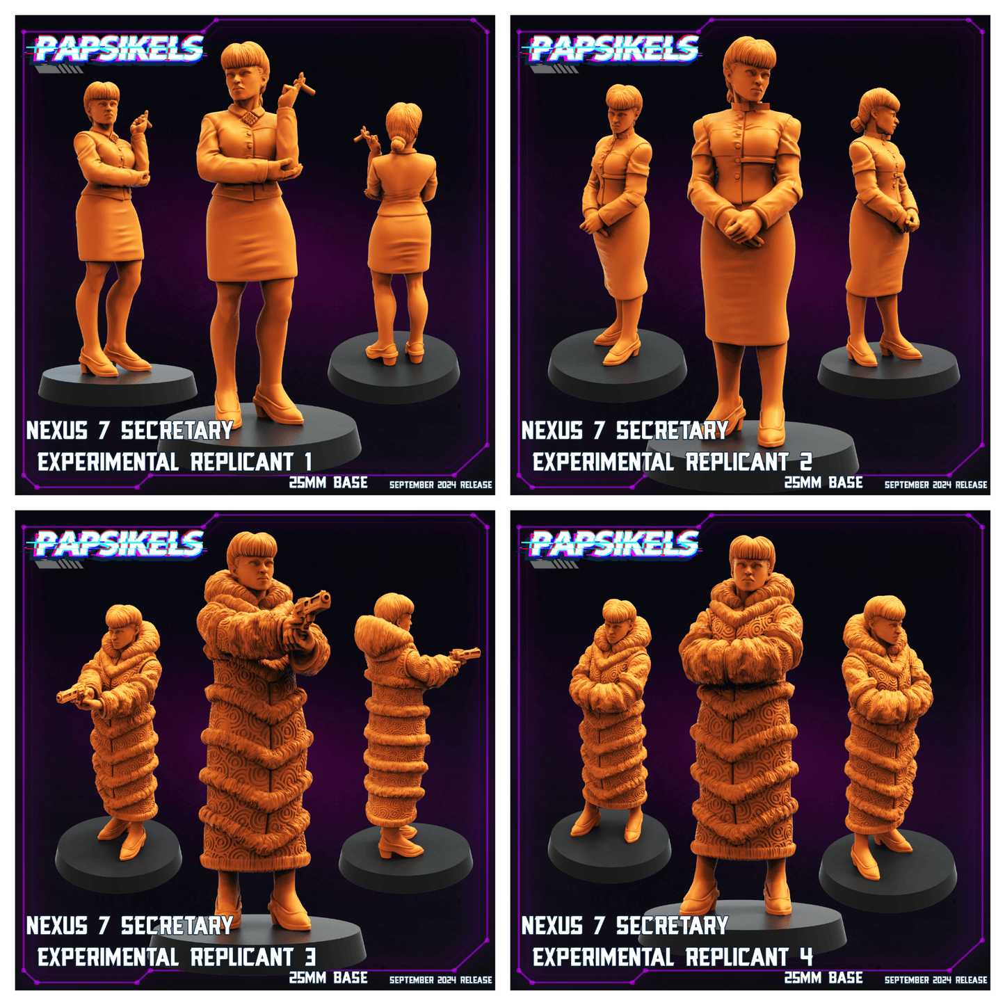 3D Printed Papsikels Nexus 7 Experimental Replicant Set SEPTEMBER 2024 CYBERPUNK 28mm 32mm