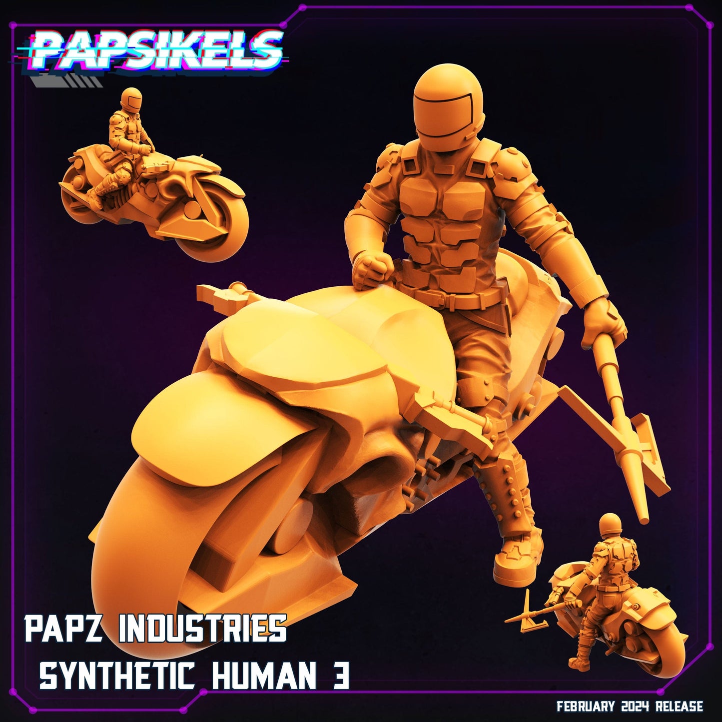 3D Printed Papsikels Papz Industries Synthetic Human February 2025 Cyberpunk 28mm 32mm