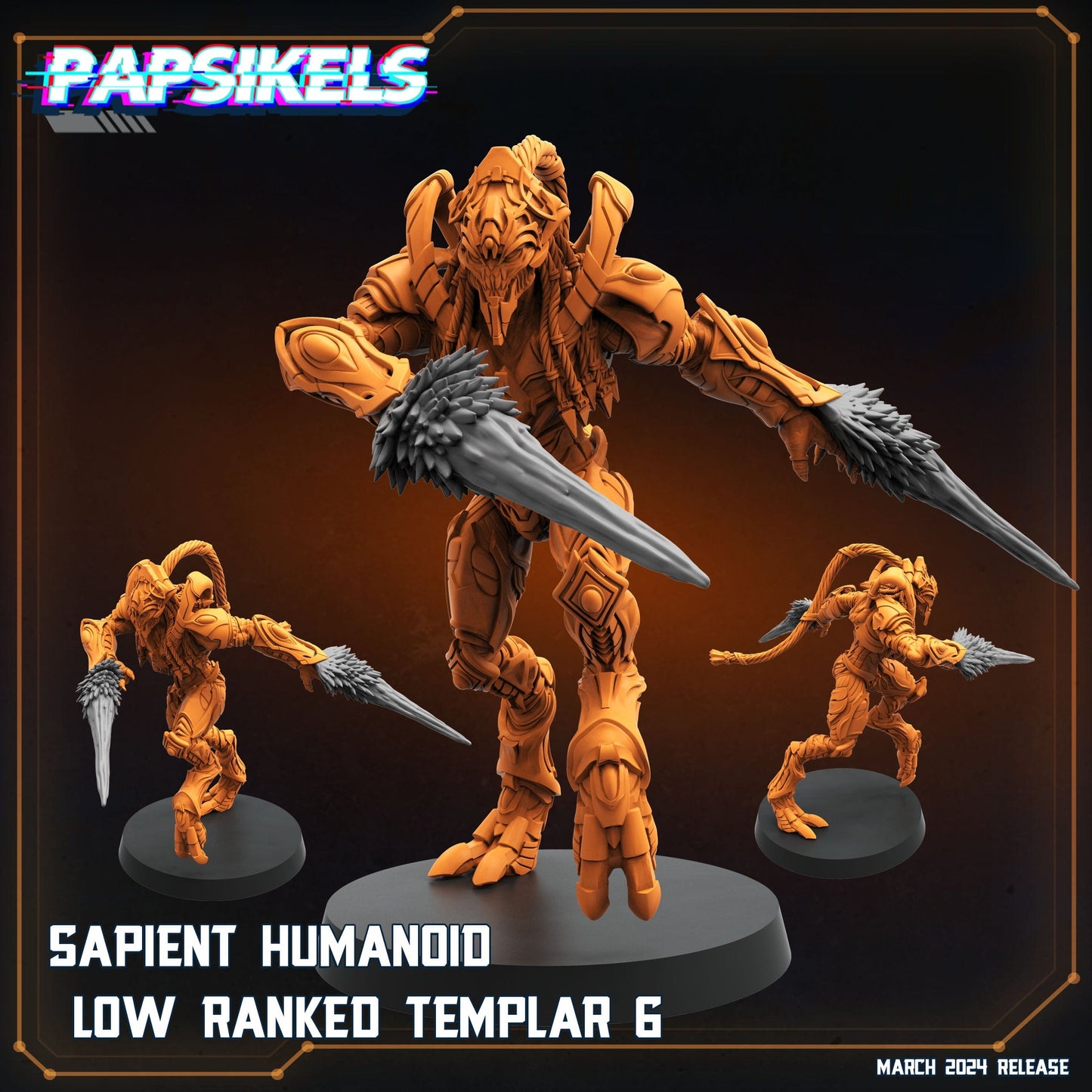3D Printed Papsikels Sapient Humanoid Low Ranked Templars MARCH 2025 CYBERPUNK 28mm 32mm