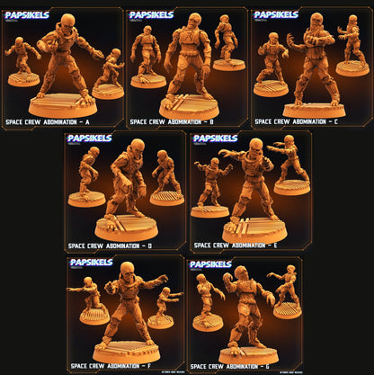 3D Printed Papsikels Sci-Fi Space Crew Abomination Set - 28mm 32mm