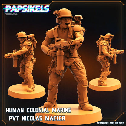 3D Printed Papsikels September 2023 - Aliens Vs Humans 6 Human Colonial Mariner 28mm 32mm