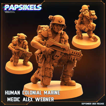 3D Printed Papsikels September 2023 - Aliens Vs Humans 6 Human Colonial Mariner 28mm 32mm