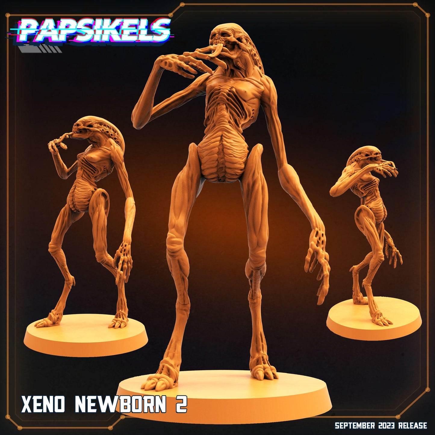 3D Printed Papsikels September 2023 - Aliens Vs Humans 6 Xeno Set 28mm 32mm