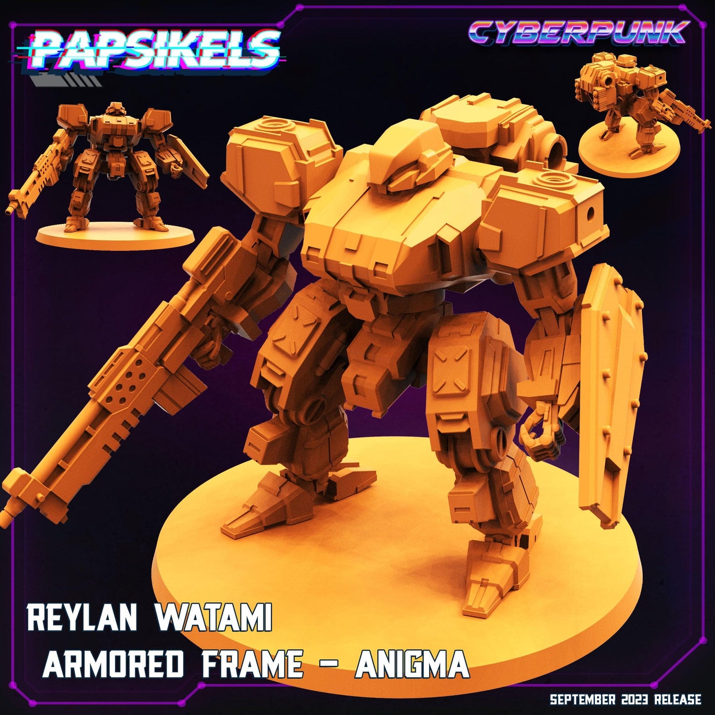 3D Printed Papsikels September 2023 Cyberpunk Armored Frame Papz Industries Set 28mm 32mm