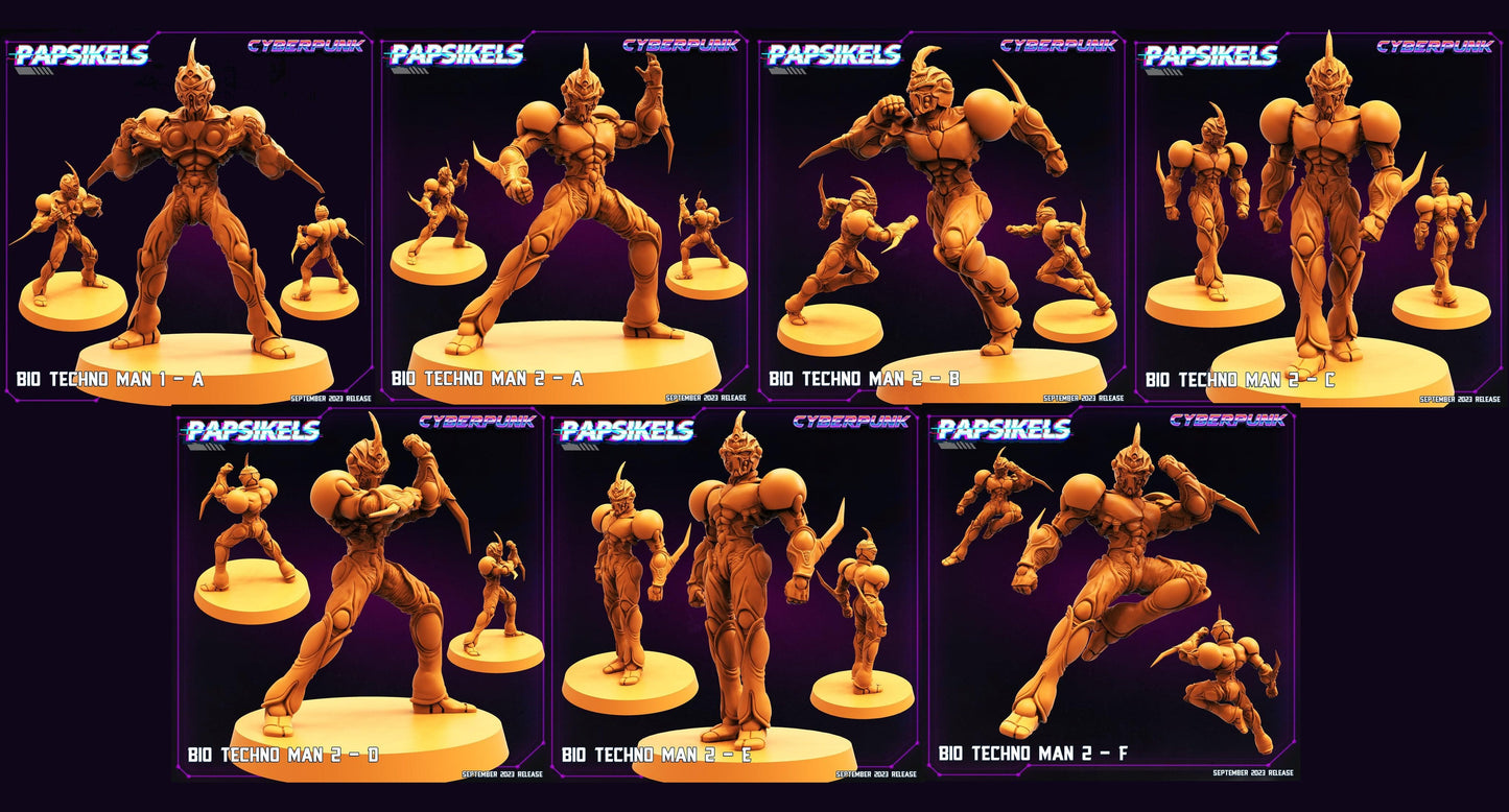 3D Printed Papsikels September 2023 Cyberpunk Bio Techno Man 1 Set 28mm 32mm