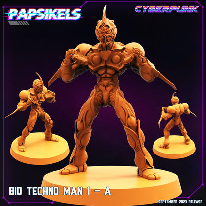 3D Printed Papsikels September 2023 Cyberpunk Bio Techno Man 1 Set 28mm 32mm