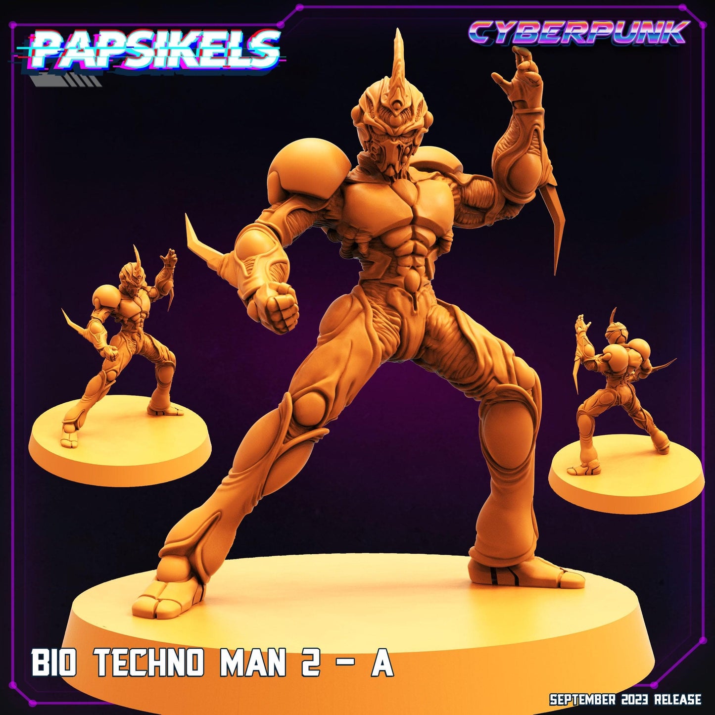 3D Printed Papsikels September 2023 Cyberpunk Bio Techno Man 1 Set 28mm 32mm