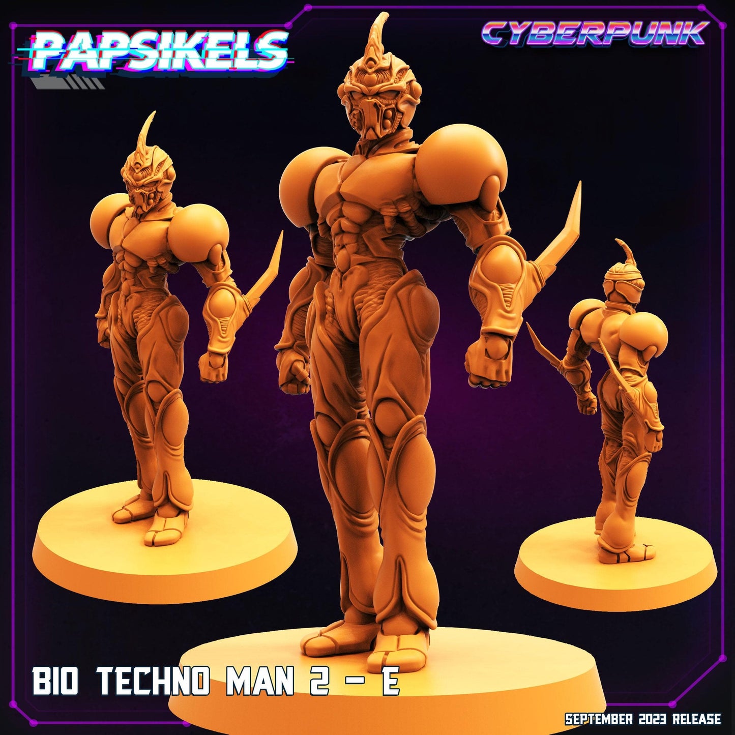 3D Printed Papsikels September 2023 Cyberpunk Bio Techno Man 1 Set 28mm 32mm