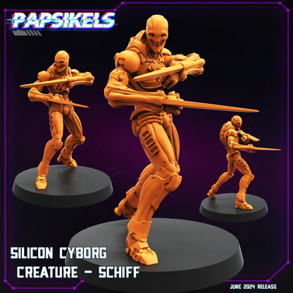 3D Printed Papsikels Silicon Cyborg Creature Schiff Set JUNE 2024 TRIBES - CYBERPUNK 28mm 32mm