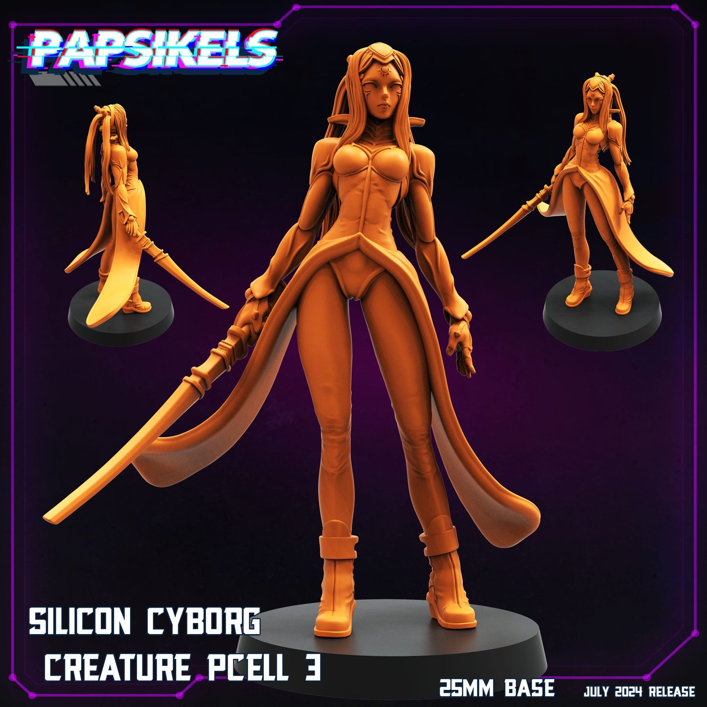 3D Printed Papsikels Silicon Cyborg Creature Set July 2024 Cyberpunk 28mm 32mm