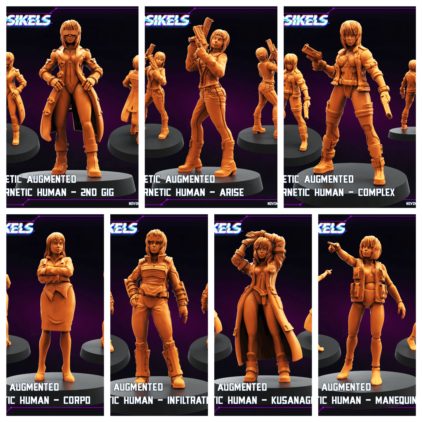 3D Printed Papsikels Synthetic Augmented Cybernetic Human Nov 2024 Cyberpunk 28mm 32mm