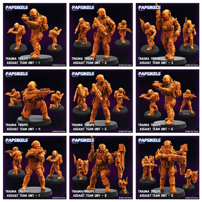 3D Printed Papsikels Trauma Troupe Assault Team Dec. 2024 Cyberpunk 28mm 32mm