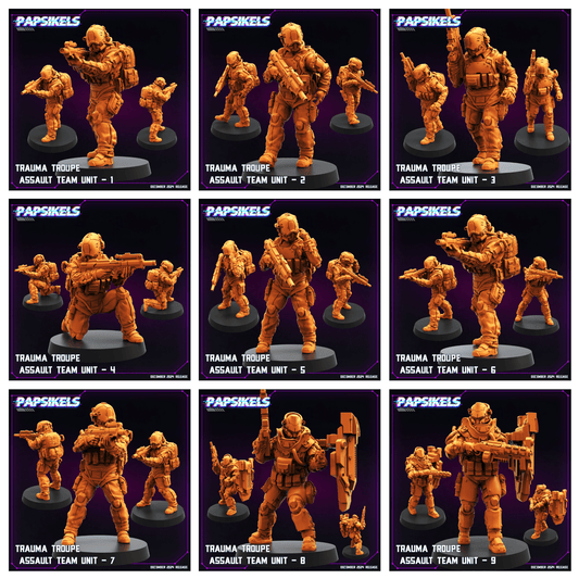 3D Printed Papsikels Trauma Troupe Assault Team Dec. 2024 Cyberpunk 28mm 32mm