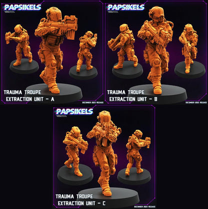 3D Printed Papsikels Trauma Troupe Extraction Unit Set January 2024 Cyberpunk 28mm 32mm