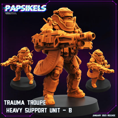 3D Printed Papsikels Trauma Troupe Heavy Support Unit Set January 2024 Cyberpunk 28mm 32mm