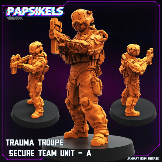 3D Printed Papsikels Trauma Troupe Secure Team Unit Set January 2024 Cyberpunk 28mm 32mm