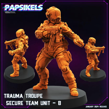 3D Printed Papsikels Trauma Troupe Secure Team Unit Set January 2024 Cyberpunk 28mm 32mm