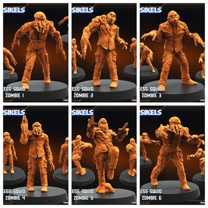3D Printed Papsikels Voteless Squid Mind Zombie Set February 2025 Scifi 28mm 32mm