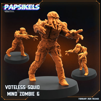 3D Printed Papsikels Voteless Squid Mind Zombie Set February 2025 Scifi 28mm 32mm