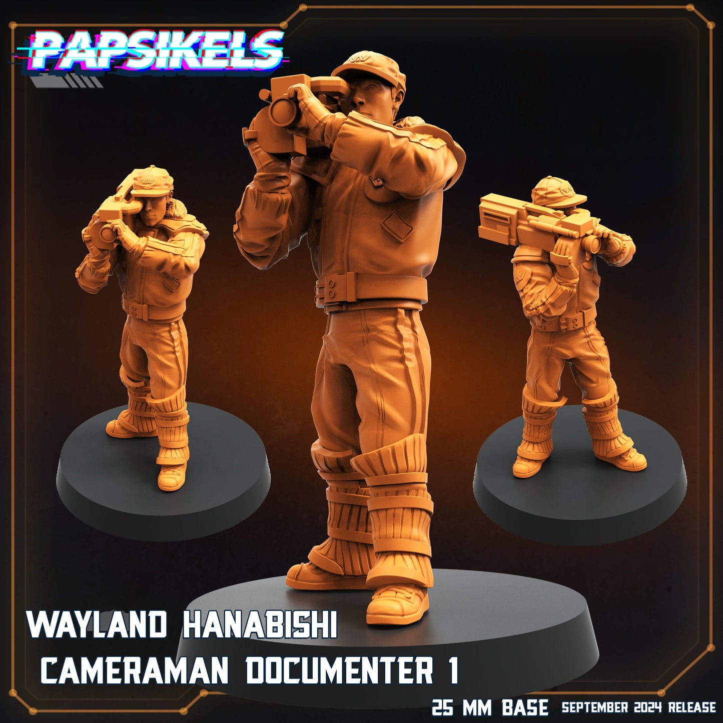 3D Printed Papsikels Wayland Hanabishi Cameraman Documenter Set SEPTEMBER 2024 SCIFI 28mm 32mm