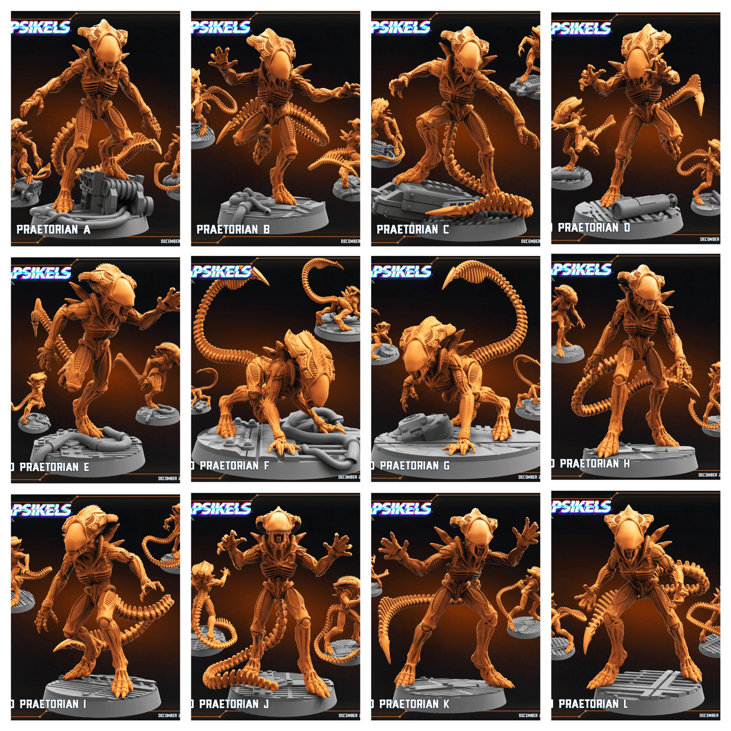 3D Printed Papsikels Xeno Praetorian Dec. 2024 SciFi 28mm 32mm