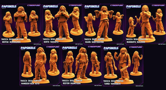 3D Printed Papsikels - Yakuza Skull Hunter Set March 2023 Cyberpunk - 28mm 32mm