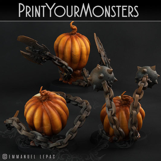 3D Printed Print Your Monsters 3 Skull Pumpkins Pumpkins Attack Pack II 28mm - 32mm D&D Wargaming
