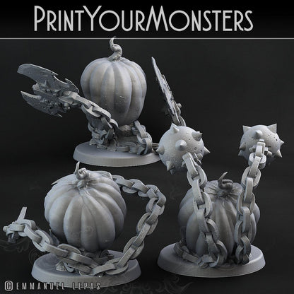 3D Printed Print Your Monsters 3 Skull Pumpkins Pumpkins Attack Pack II 28mm - 32mm D&D Wargaming