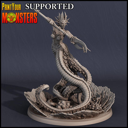 3D Printed Print Your Monsters Cecaelia Sanctum Priestess Dark Water Sanctum 28mm - 32mm D&D Wargaming