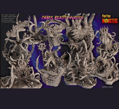3D Printed Print Your Monsters Chaos Beast Creature Pack Full Set 28mm - 32mm D&D Wargaming