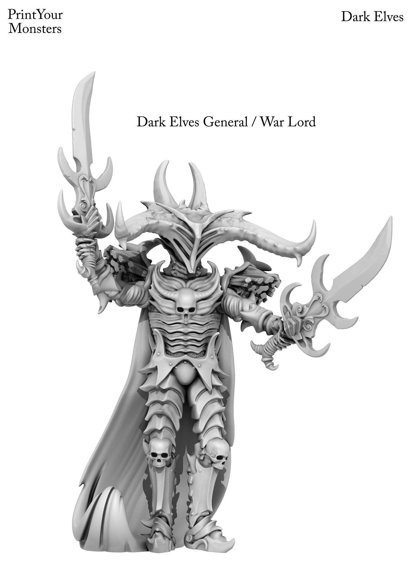 3D Printed Print Your Monsters Dark Elves Chariot and General Set 28mm - 32mm D&D Wargaming