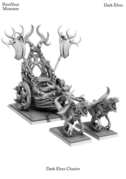 3D Printed Print Your Monsters Dark Elves Chariot and General Set 28mm - 32mm D&D Wargaming