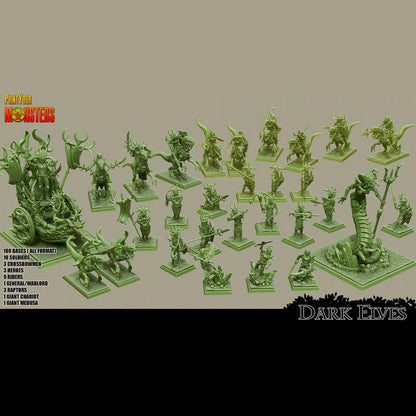 3D Printed Print Your Monsters Dark Elves Full Army Set 28mm - 32mm D&D Wargaming