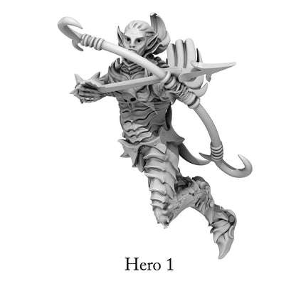 3D Printed Print Your Monsters Dark Elves Heroes Set 28mm - 32mm D&D Wargaming