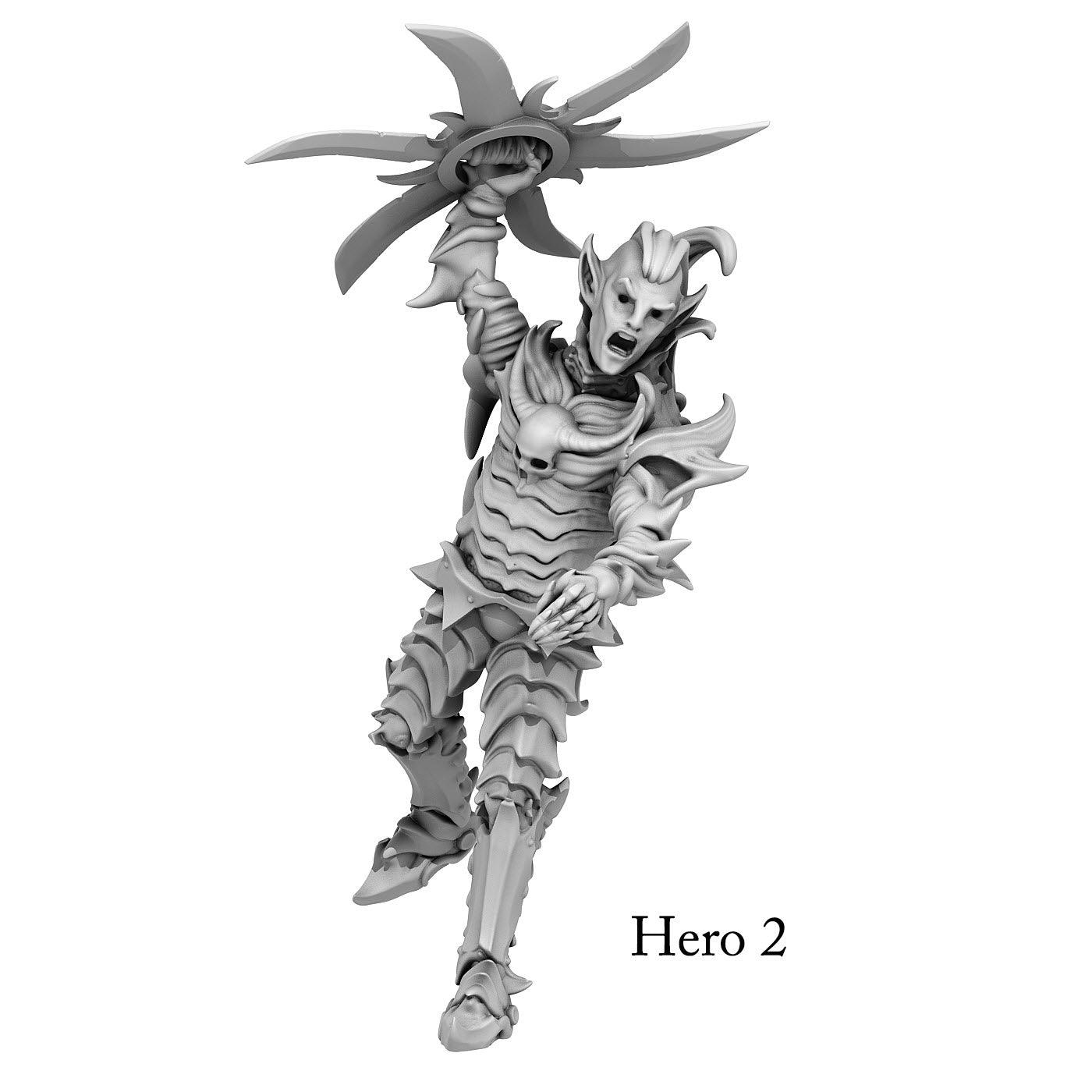 3D Printed Print Your Monsters Dark Elves Heroes Set 28mm - 32mm D&D Wargaming