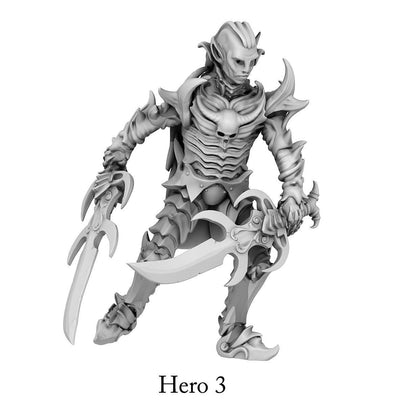 3D Printed Print Your Monsters Dark Elves Heroes Set 28mm - 32mm D&D Wargaming