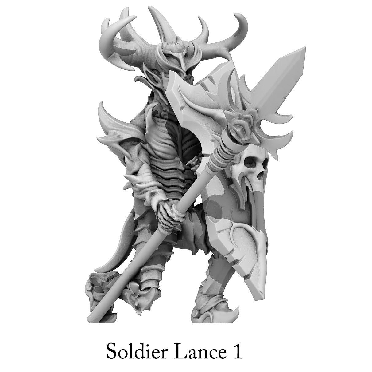 3D Printed Print Your Monsters Dark Elves Lance Soldiers Set 28mm - 32mm D&D Wargaming