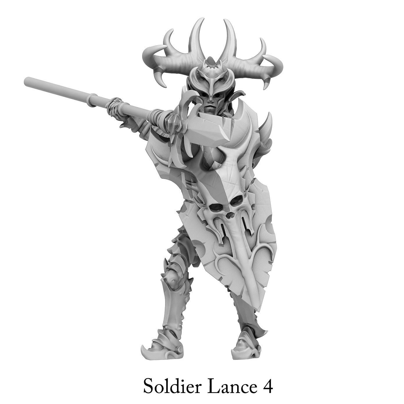 3D Printed Print Your Monsters Dark Elves Lance Soldiers Set 28mm - 32mm D&D Wargaming