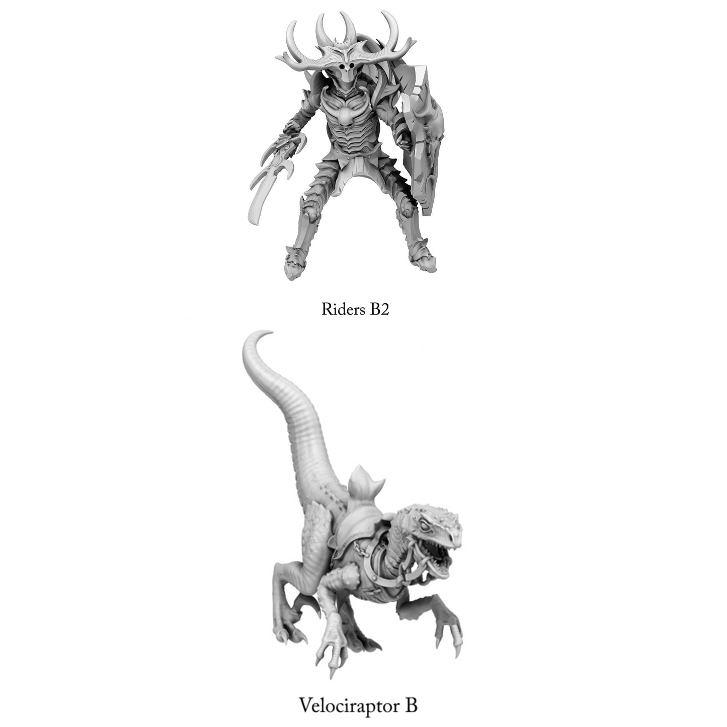 3D Printed Print Your Monsters Dark Elves Rider Set B 28mm - 32mm D&D Wargaming