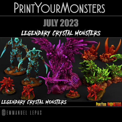3D Printed Print Your Monsters Emerald Worm Legendary Crystal Monsters 28mm - 32mm D&D Wargaming