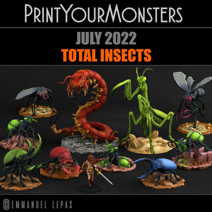 3D Printed Print Your Monsters Giant Centipede Total Insects 28mm - 32mm D&D Wargaming