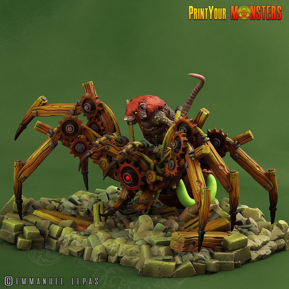 3D Printed Print Your Monsters Giant Mechanic Spiders and Riders The Toxic Rats Domination Set 28mm - 32mm D&D Wargaming