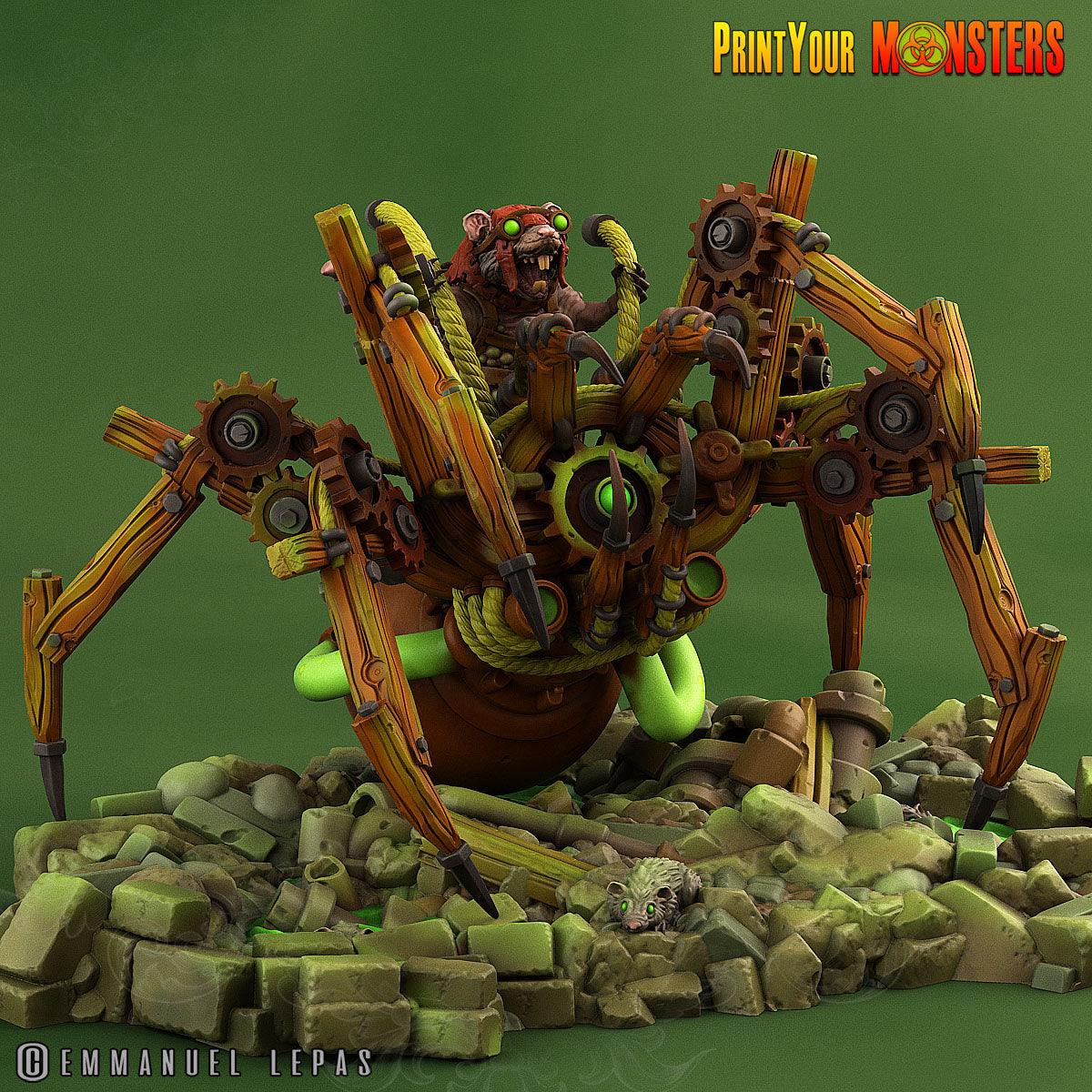 3D Printed Print Your Monsters Giant Mechanic Spiders and Riders The Toxic Rats Domination Set 28mm - 32mm D&D Wargaming