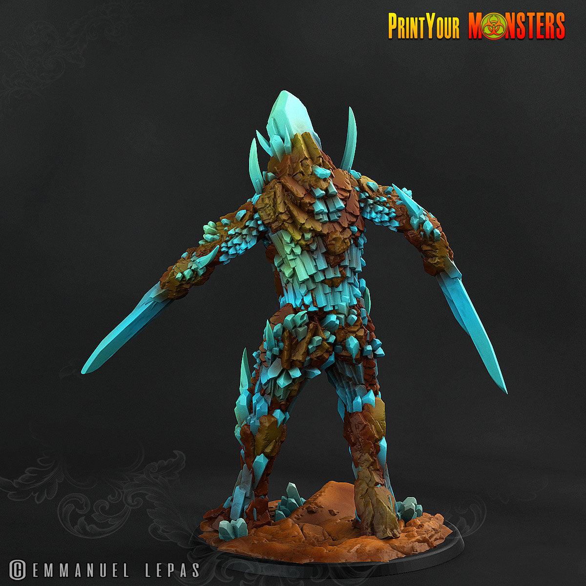 3D Printed Print Your Monsters Giant Sapphire Guardians Legendary Crystal Monsters 28mm - 32mm D&D Wargaming