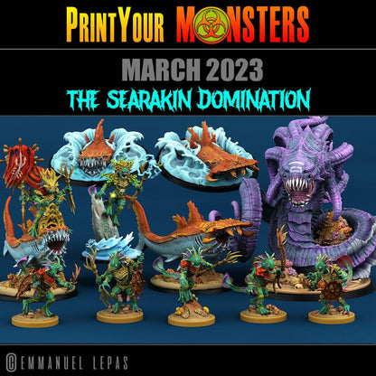 3D Printed Print Your Monsters Giant Searaleth The Searakin Domination Set 28mm - 32mm D&D Wargaming