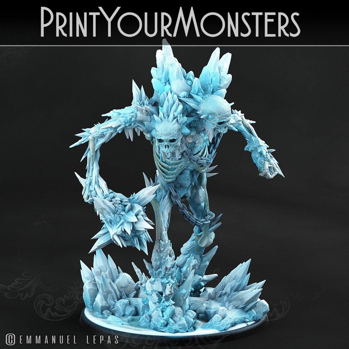 3D Printed Print Your Monsters Hoarfrost Ettin Skeletons The Wrath of Gloomrime Monsters Part II Set 28mm - 32mm D&D Wargaming