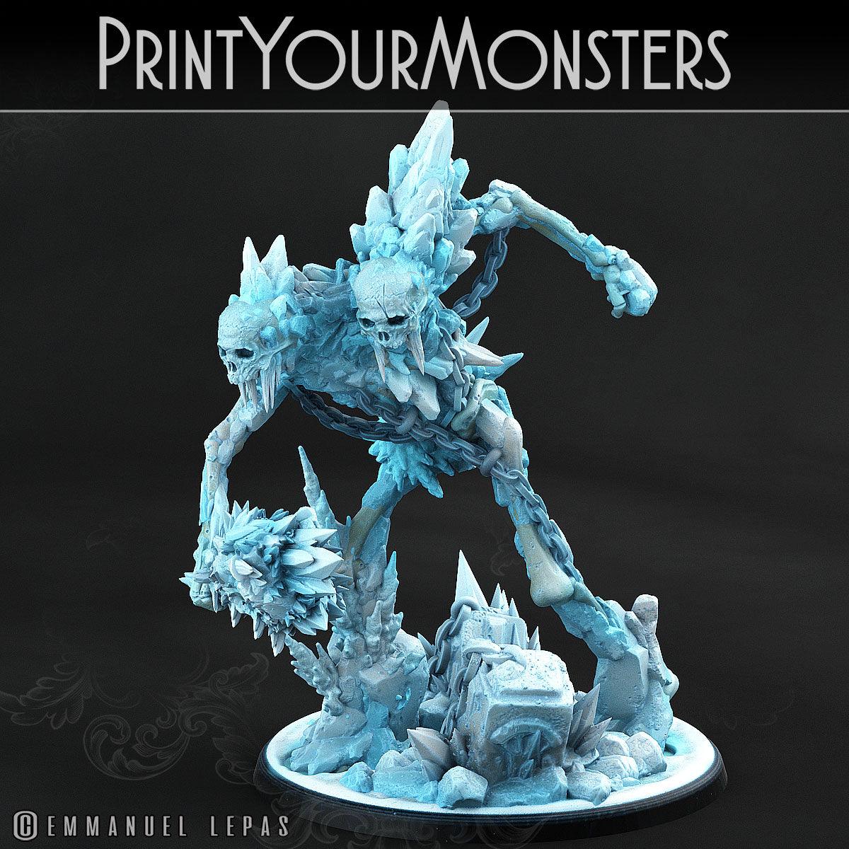 3D Printed Print Your Monsters Hoarfrost Ettin Skeletons The Wrath of Gloomrime Monsters Part II Set 28mm - 32mm D&D Wargaming