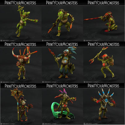 3D Printed Print Your Monsters Jungle Goblins Pack 28mm - 32mm D&D Wargaming